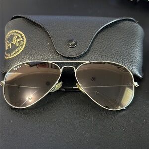 Ray-Ban Silver Aviator Sunglasses with Black Case